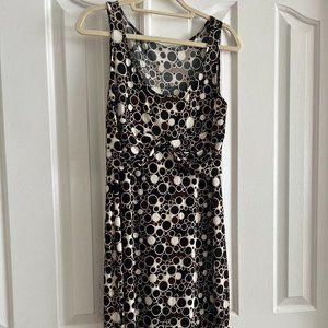 SIZE 14 KNEE LENGTH DRESS WITH BLACK BROWN WHITE SPOTS